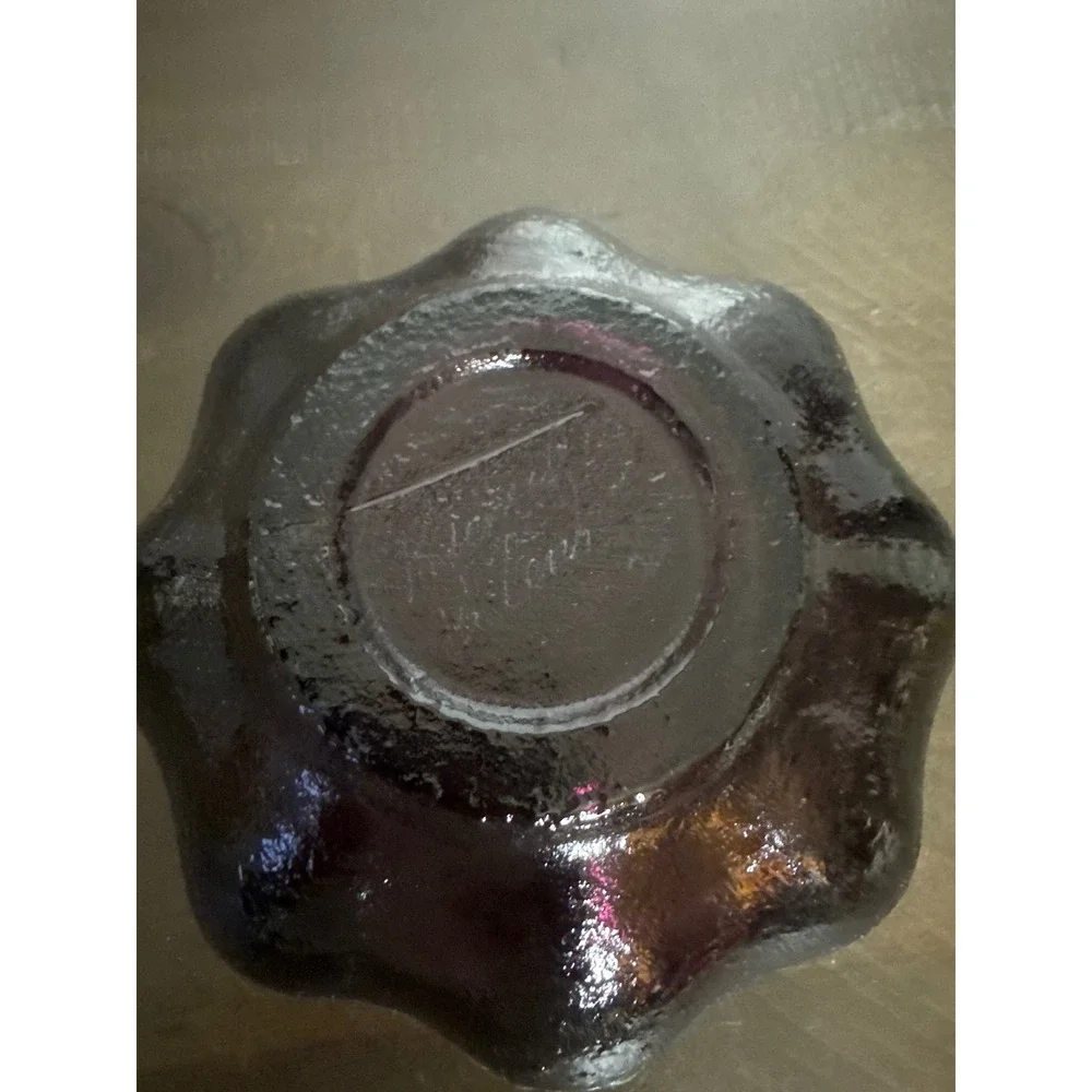 Blenko Amethyst Purple Scalloped Glass Bowl Signed Richard Blenko 2000 USA